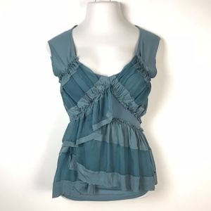 Anthropologie Deletta Striped Flight Ruffle Blouse